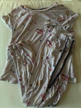 kate spade Light Pink Pajama Set with Multicolor Jewelry Print